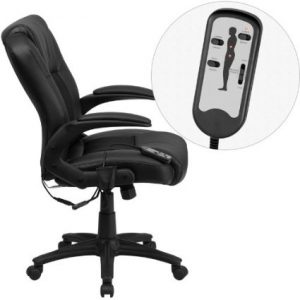 FLASH FURNITURE Massaging Black Leather Swivel Office Chair