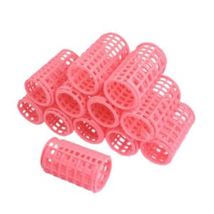 Uxcell Plastic DIY Hair Styling Pink Roller Curler Clips